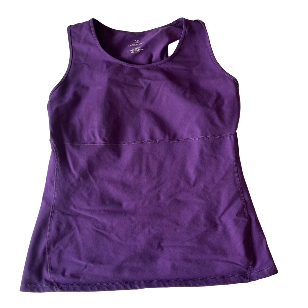 Lands End Purple Sleeveless Round Neck Workout Tank Womens Large